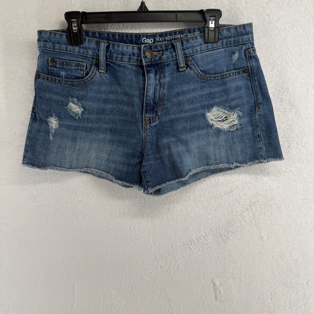 Gap Sexy Boyfriend Shorts Womens 8/29 Blue Denim Cutoff Distressed